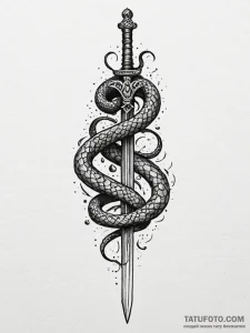 Ashen serpent coiled around sword, artistic t... - эскиз тату (№1751210042_0, 29.06.2025 15:14) — Tatufoto.com