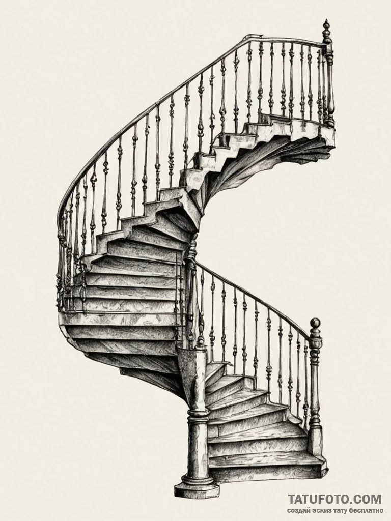 Spiral staircase descending into darkness, ar... - эскиз тату (№1751210133_0, 29.06.2025 15:15) — Tatufoto.com