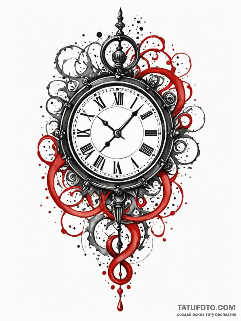 Abyssal clock with tendrils, concept art for... - эскиз тату (№1751210303_0, 29.06.2025 15:18) — Tatufoto.com