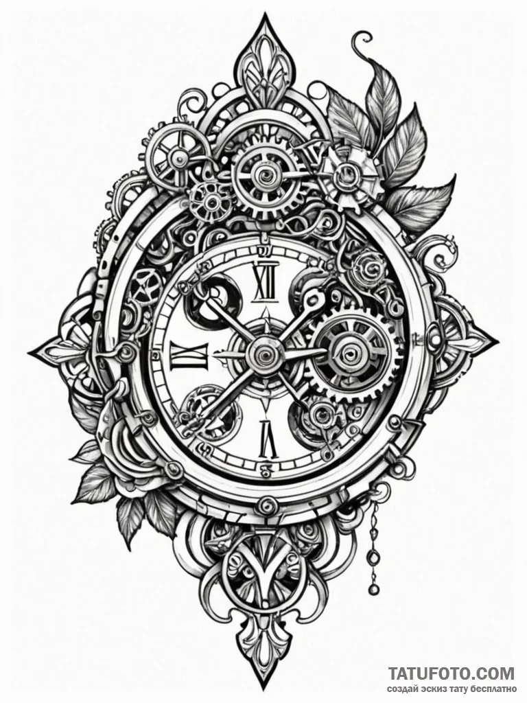 Watch gears, exposed and intricate, on a wris... - эскиз тату (№1751216287_0, 29.06.2025 16:58) — Tatufoto.com
