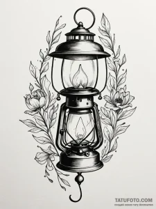 Lantern gripped by spectral hand, tattoo draw... - эскиз тату (№1751216748_0, 29.06.2025 17:05) — Tatufoto.com