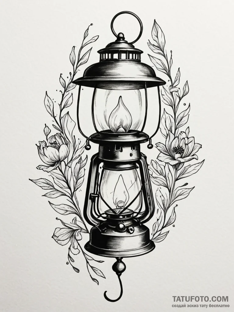 Lantern gripped by spectral hand, tattoo draw... - эскиз тату (№1751216748_0, 29.06.2025 17:05) — Tatufoto.com