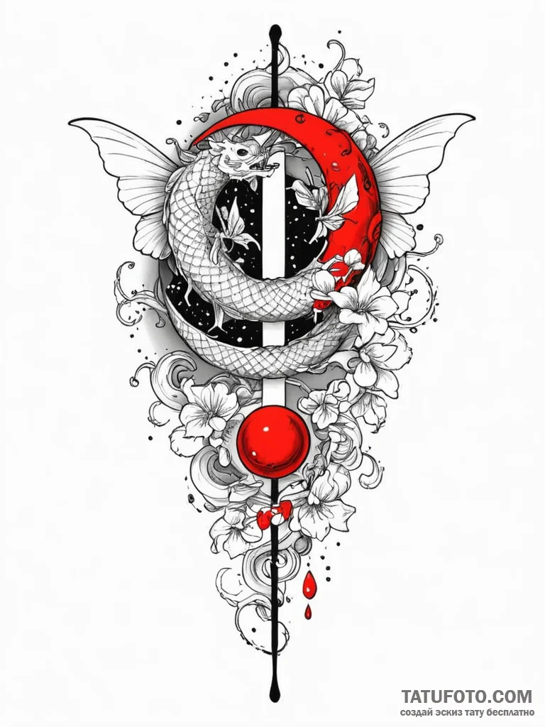Luminous moth sipping dew from a crescent moo... - эскиз тату (№1751216926_0, 29.06.2025 17:08) — Tatufoto.com