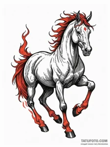 Nightmare (demon horse) with flaming hooves,... - эскиз тату (№1751217108_0, 29.06.2025 17:11) — Tatufoto.com