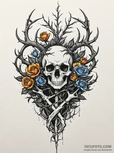 Black thorns growing through bones, tattoo fl... - эскиз тату (№1751217287_0, 29.06.2025 17:14) — Tatufoto.com