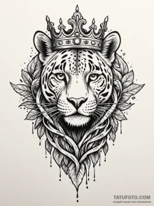 Jaguar relic crowned with roots, ink illustra... - эскиз тату (№1751217876_0, 29.06.2025 17:24) — Tatufoto.com