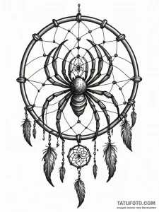 Dreamcatcher catching nightmares shaped like... - эскиз тату (№1751218058_0, 29.06.2025 17:27) — Tatufoto.com