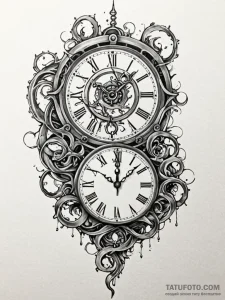 Abyssal clock with tendrils, tattoo drawing o... - эскиз тату (№1751218237_0, 29.06.2025 17:30) — Tatufoto.com