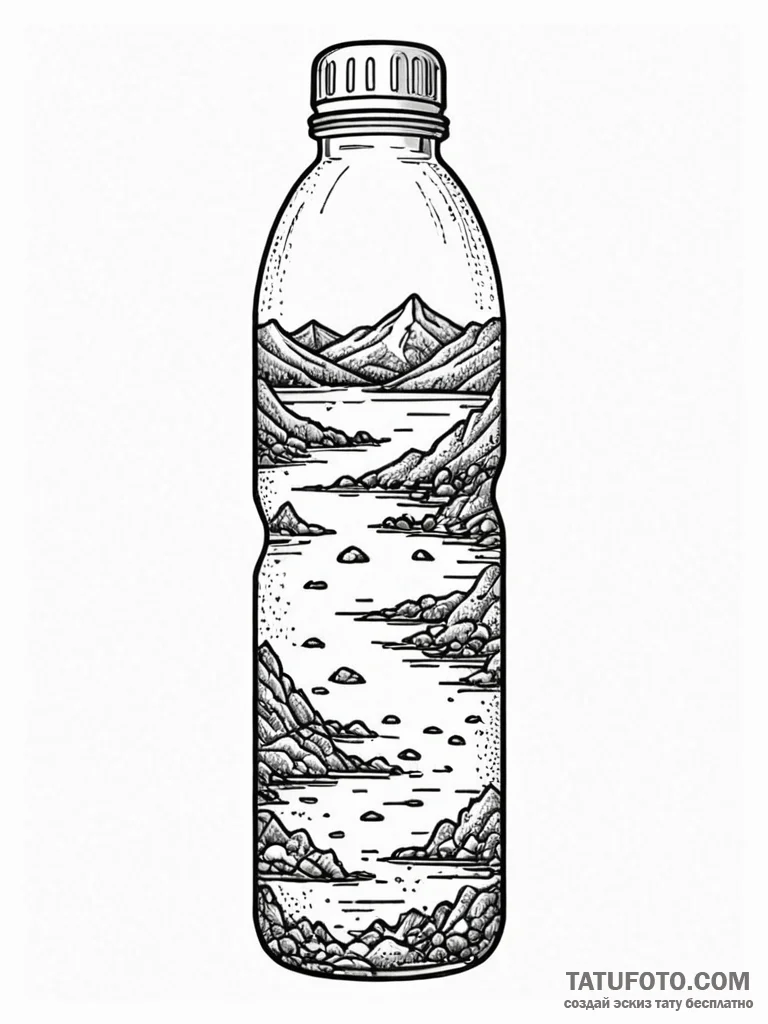 Water bottle, reusable style, concept art for... - эскиз тату (№1751218611_0, 29.06.2025 17:36) — Tatufoto.com