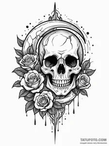 Molten blade beneath shattered moon, ink illu... - эскиз тату (№1751218692_0, 29.06.2025 17:38) — Tatufoto.com