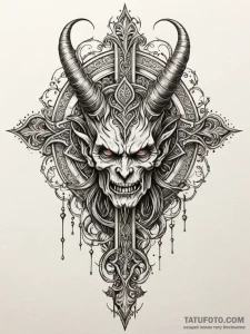 Satan, concept art for tattoo, sepia tone ske... - эскиз тату (№1751218786_0, 29.06.2025 17:39) — Tatufoto.com