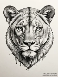 Lioness, tattoo sketch design, clear image, s... - эскиз тату (№1751218874_0, 29.06.2025 17:41) — Tatufoto.com