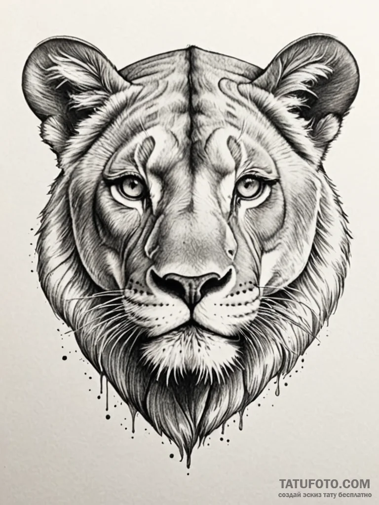 Lioness, tattoo sketch design, clear image, s... - эскиз тату (№1751218874_0, 29.06.2025 17:41) — Tatufoto.com