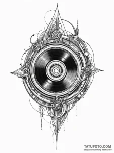 A detailed broken record spinning, stuck,, ta... - эскиз тату (№1751225454_0, 29.06.2025 19:30) — Tatufoto.com