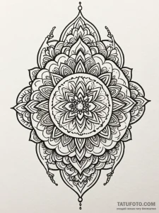 Mandala, tattoo line art, muted color palette... - эскиз тату (№1751225701_0, 29.06.2025 19:35) — Tatufoto.com