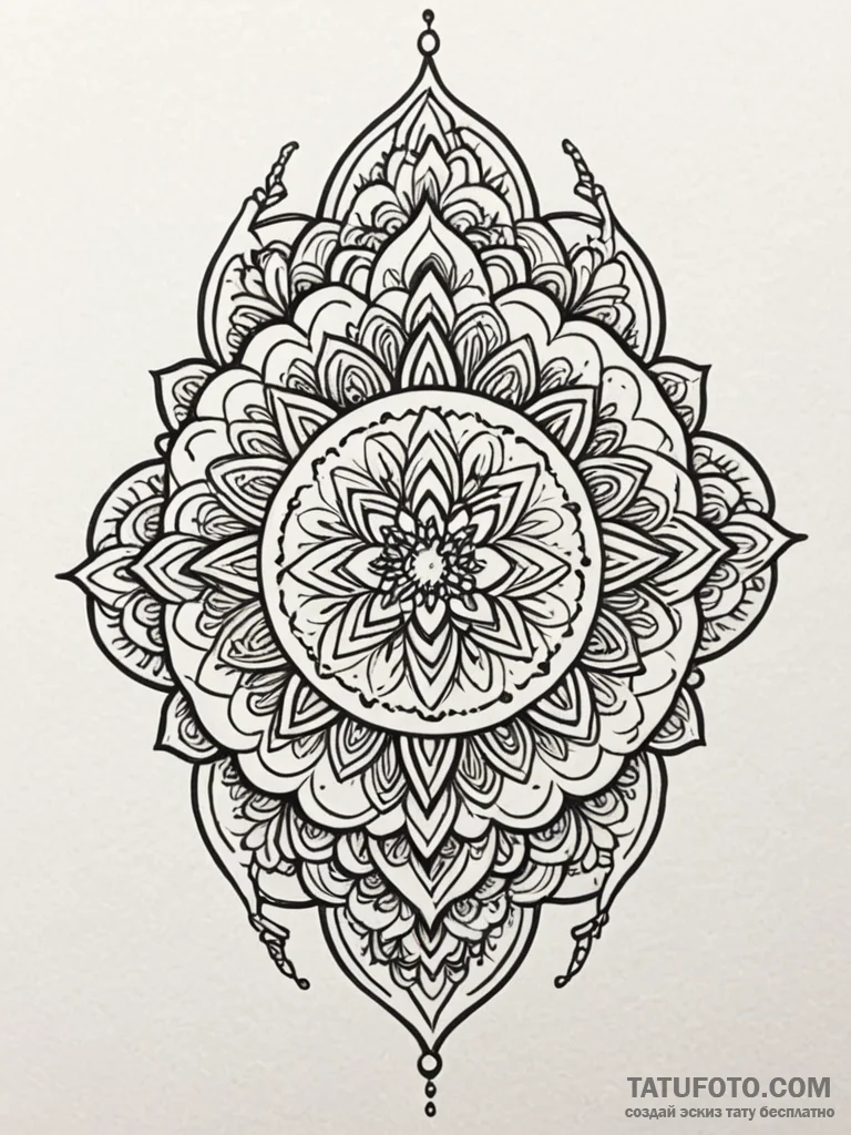 Mandala, tattoo line art, muted color palette... - эскиз тату (№1751225701_0, 29.06.2025 19:35) — Tatufoto.com