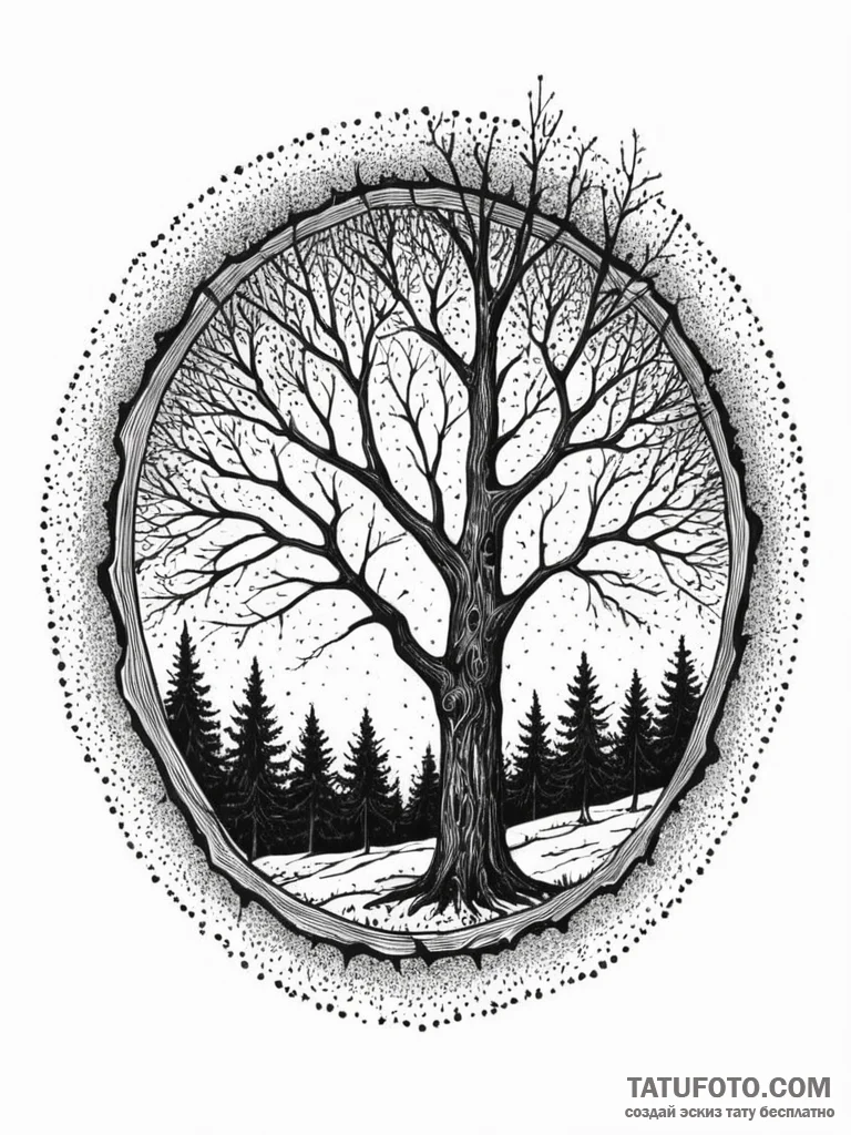 Tree rings, showing the passage of years and... - эскиз тату (№1751225924_0, 29.06.2025 19:38) — Tatufoto.com