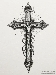 Onyx relic crowned with stars, tattoo line ar... - эскиз тату (№1751226432_0, 29.06.2025 19:47) — Tatufoto.com