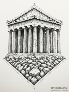 Parthenon, a symbol of enduring democracy and... - эскиз тату (№1751226607_0, 29.06.2025 19:50) — Tatufoto.com