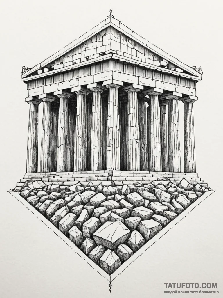 Parthenon, a symbol of enduring democracy and... - эскиз тату (№1751226607_0, 29.06.2025 19:50) — Tatufoto.com