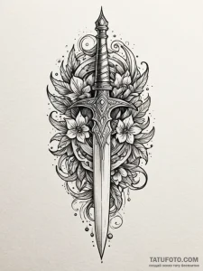 Arcane dagger pulsing with energy, ink illust... - эскиз тату (№1751228863_0, 29.06.2025 20:27) — Tatufoto.com