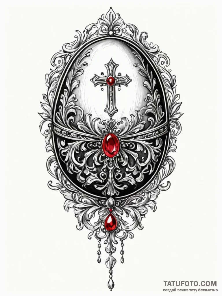 Faberge egg, tattoo flash sheet design, aesth... - эскиз тату (№1751230060_0, 29.06.2025 20:47) — Tatufoto.com