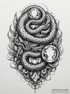 Arcane serpent circling crystal orb, tattoo f... - эскиз тату (№1751230248_0, 29.06.2025 20:50) — Tatufoto.com