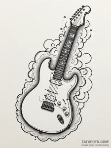 Electric guitar plugged into a thundercloud,... - эскиз тату (№1751230423_0, 29.06.2025 20:53) — Tatufoto.com
