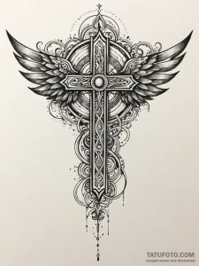 Black wings spreading over ruins, tattoo draw... - эскиз тату (№1751230691_0, 29.06.2025 20:58) — Tatufoto.com