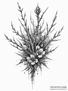 Frosted bloom sprouting bone thorns, artistic... - эскиз тату (№1751230917_0, 29.06.2025 21:01) — Tatufoto.com