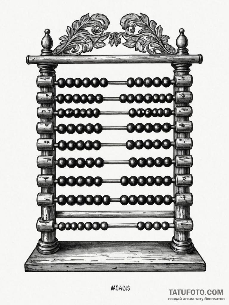 Abacus with beads marking a significant date,... - эскиз тату (№1751231387_0, 29.06.2025 21:09) — Tatufoto.com