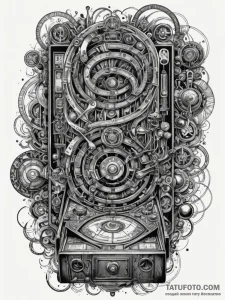 Pinball machine with a theme of dante's infer... - эскиз тату (№1751233279_0, 29.06.2025 21:41) — Tatufoto.com