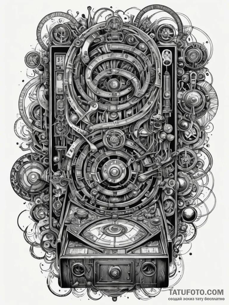 Pinball machine with a theme of dante's infer... - эскиз тату (№1751233279_0, 29.06.2025 21:41) — Tatufoto.com