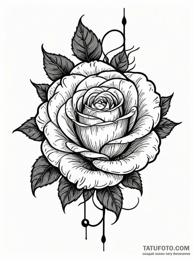 Rose, tattoo line art, blackwork tattoo style... - эскиз тату (№1751233962_0, 29.06.2025 21:52) — Tatufoto.com