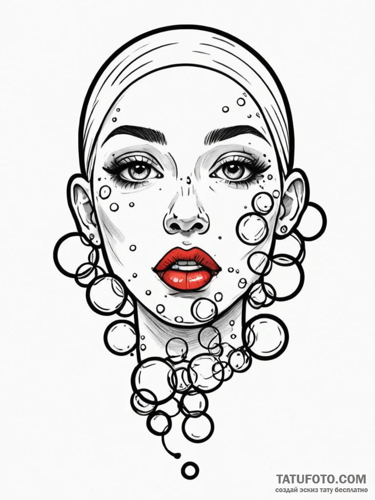 A whimsical bubble gum on nose, funny,, tatto... - эскиз тату (№1751234637_0, 29.06.2025 22:03) — Tatufoto.com