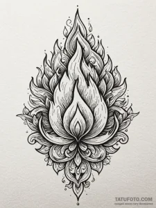 Flame emoji, but realistic fire, tattoo sketc... - эскиз тату (№1751235406_0, 29.06.2025 22:16) — Tatufoto.com