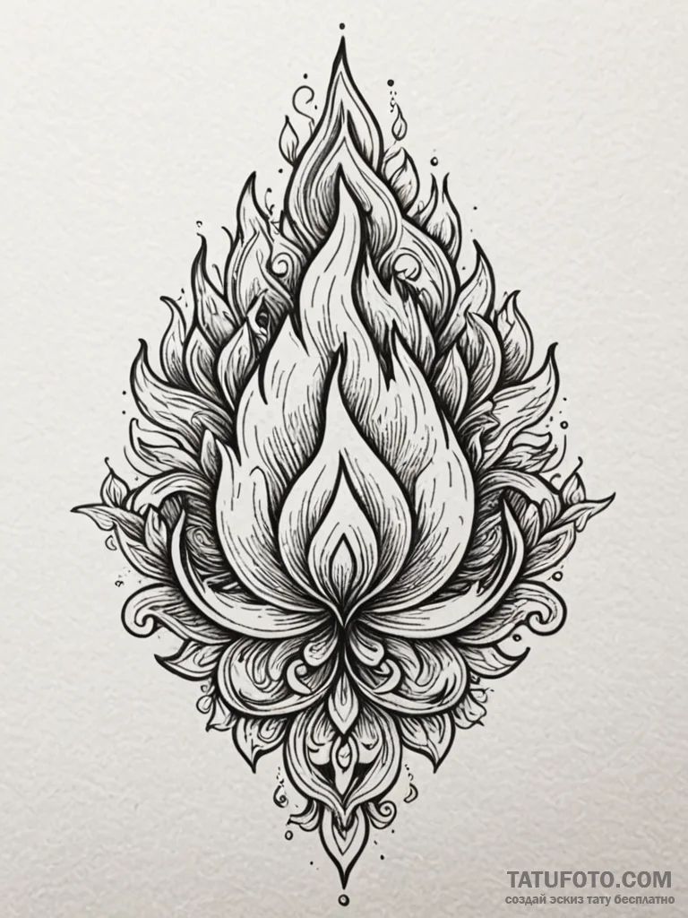 Flame emoji, but realistic fire, tattoo sketc... - эскиз тату (№1751235406_0, 29.06.2025 22:16) — Tatufoto.com