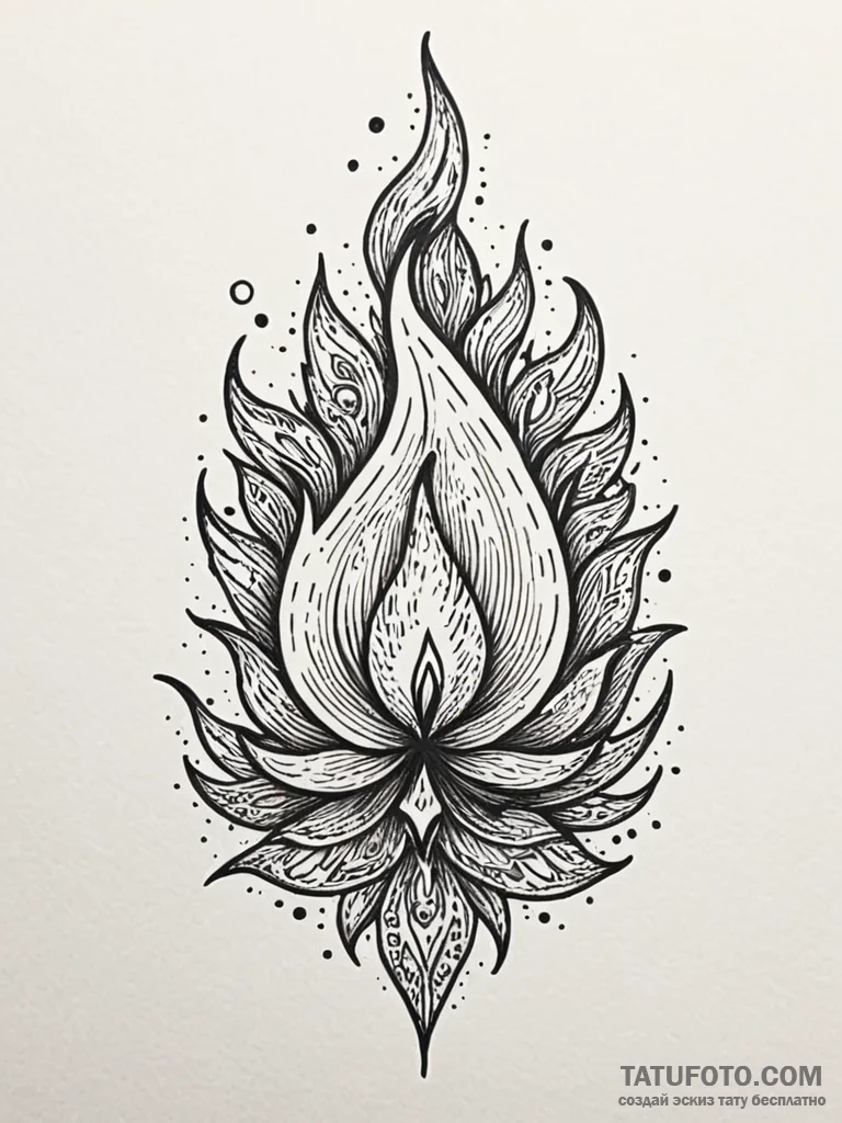 Flame, tattoo sketch design, dotwork shading,... - эскиз тату (№1751235955_0, 29.06.2025 22:25) — Tatufoto.com