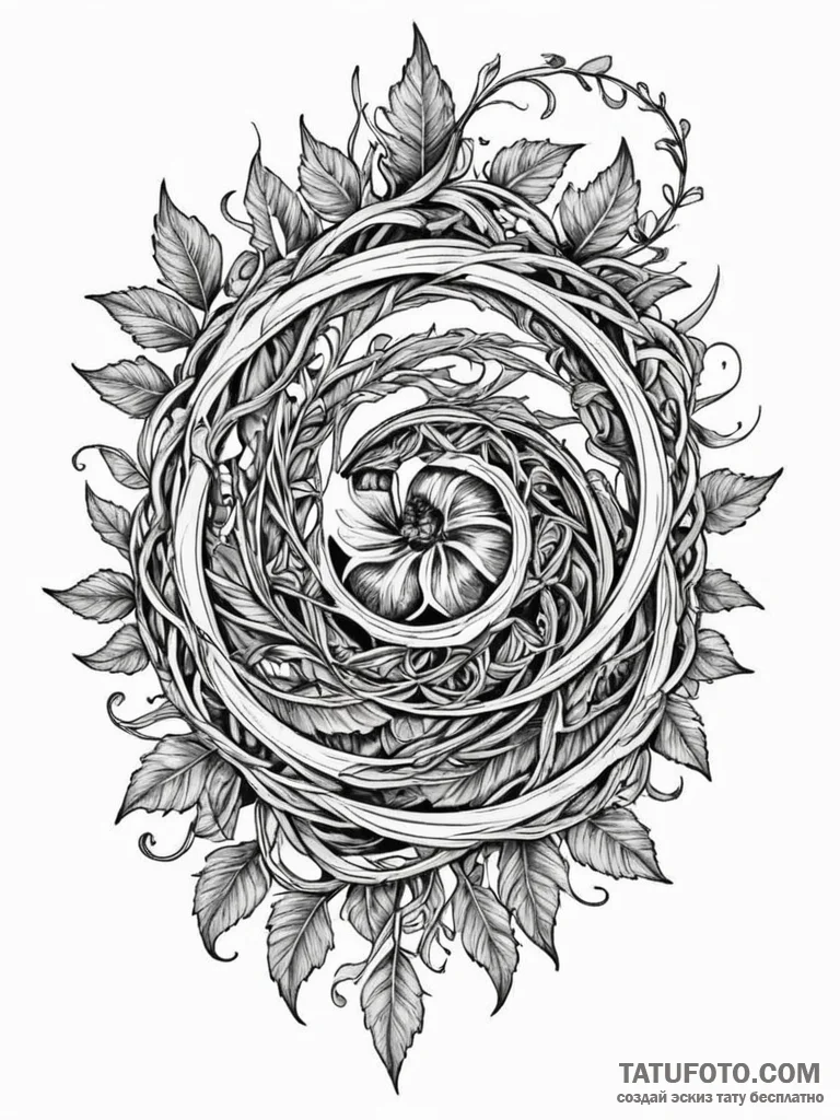 Thorned vine spiraling through void, artistic... - эскиз тату (№1751236398_0, 29.06.2025 22:33) — Tatufoto.com