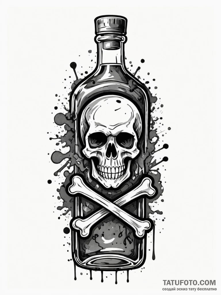 Poison bottle with a skull and crossbones lab... - эскиз тату (№1751236675_0, 29.06.2025 22:37) — Tatufoto.com