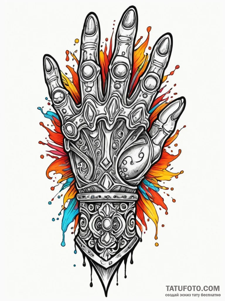 Steel gauntlet crushing relic, tattoo flash s... - эскиз тату (№1751236759_0, 29.06.2025 22:39) — Tatufoto.com