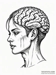 Human head with exposed holographic brain, ta... - эскиз тату (№1751237165_0, 29.06.2025 22:46) — Tatufoto.com