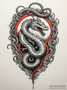 Ancient serpent slithering over crumbling wal... - эскиз тату (№1751237261_0, 29.06.2025 22:47) — Tatufoto.com