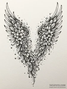 Angel wing, one side feathered, the other a c... - эскиз тату (№1751237346_0, 29.06.2025 22:49) — Tatufoto.com