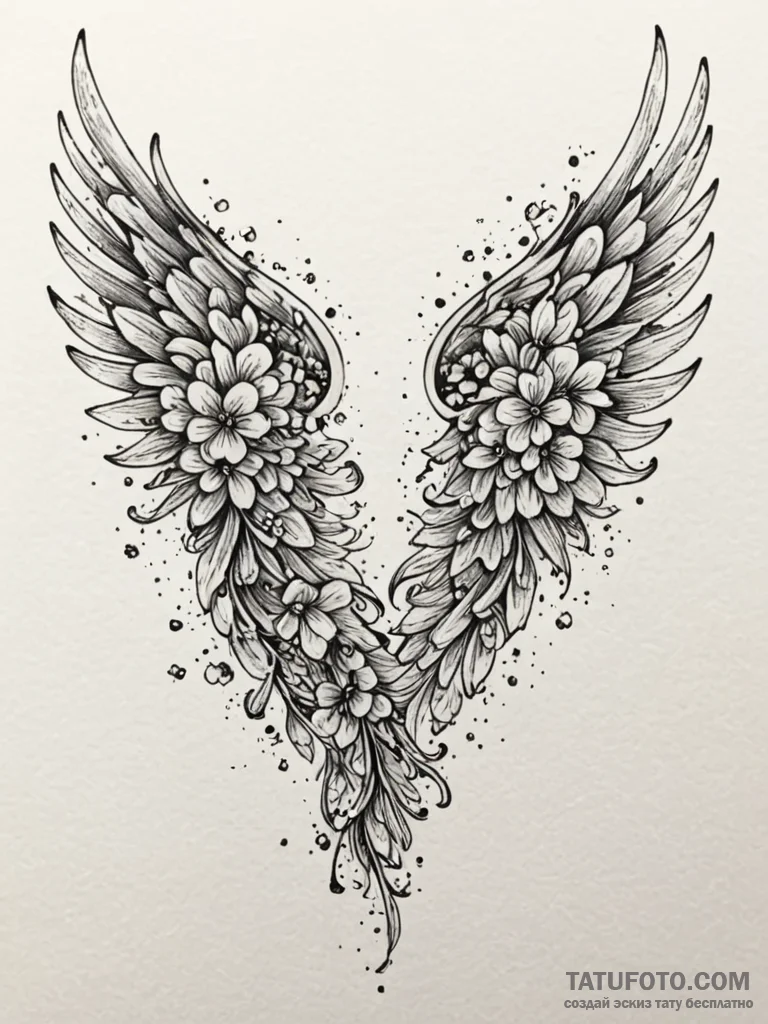 Angel wing, one side feathered, the other a c... - эскиз тату (№1751237346_0, 29.06.2025 22:49) — Tatufoto.com