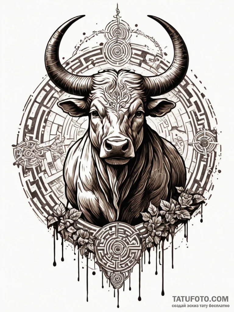 Minotaur in a labyrinth (the scene), tattoo d... - эскиз тату (№1751237666_0, 29.06.2025 22:54) — Tatufoto.com