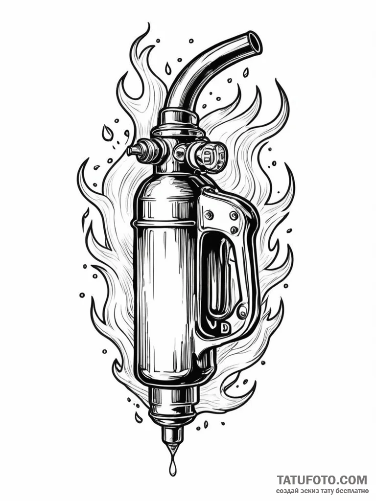 Fuel nozzle pumping gasoline that morphs into... - эскиз тату (№1751237937_0, 29.06.2025 22:58) — Tatufoto.com
