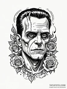 Frankenstein's monster, with crude stitches a... - эскиз тату (№1751238247_0, 29.06.2025 23:04) — Tatufoto.com