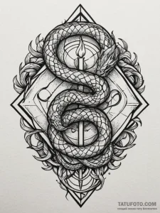 Serpent sigil glowing in darkness, tattoo fla... - эскиз тату (№1751238335_0, 29.06.2025 23:05) — Tatufoto.com