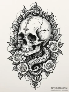 Serpent staff crowned with ivy, ink illustrat... - эскиз тату (№1751238625_0, 29.06.2025 23:10) — Tatufoto.com